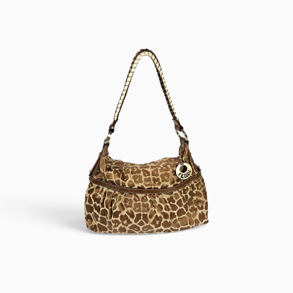 Y2k Fendi Leopard Print Chef Shoulder Bag Cloth Vintage